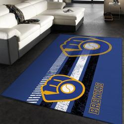 Milwaukee Brewers Area Rug Mlb Team Logo Carpet Living Room Rugs Decor 9