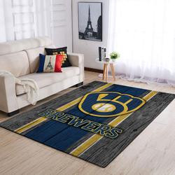 Milwaukee Brewers Wooden Area Rug Mlb Team Logo Carpet Living Room Rugs Decor 4