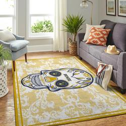 Milwaukee Brewers Skull Style Area Rug Mlb Team Logo Carpet Living Room Rugs Decor