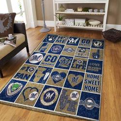 Milwaukee Brewers Area Rug Mlb Team Logo Carpet Living Room Rugs Decor V8380