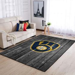 Milwaukee Brewers Wooden Area Rug Mlb Team Logo Carpet Living Room Rugs Decor 7