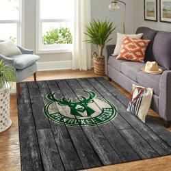 Milwaukee Bucks Nba Area Rugs Living Room Carpet Gray Wooden Regtangle Carpet 1