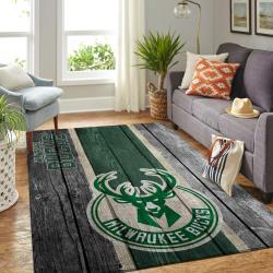 Milwaukee Bucks Nba Wooden Style Living Room Carpet Rug Regtangle Carpet