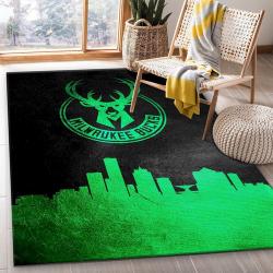 Milwaukee Bucks Skyline Nba Team Logo Area Rug Bedroom Us Gift Decor