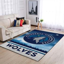 Minnesota Timberwolves Nba Skull Flower Style Living Room Rug Regtangle Carpet