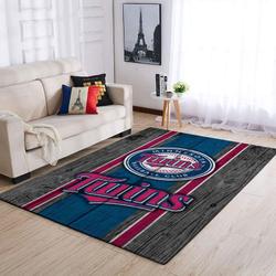 Minnesota Twins Wooden Style Area Rug Mlb Baseball Team Logo Home Decor Rug 4