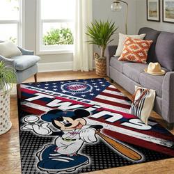 Minnesota Twins Mlb Team Logo Mickey Mouse Us Style Home Decor Rectangle Rug