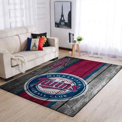 Minnesota Twins Mlb Area Rugs Wooden Style Living Room Carpet Sports Rug