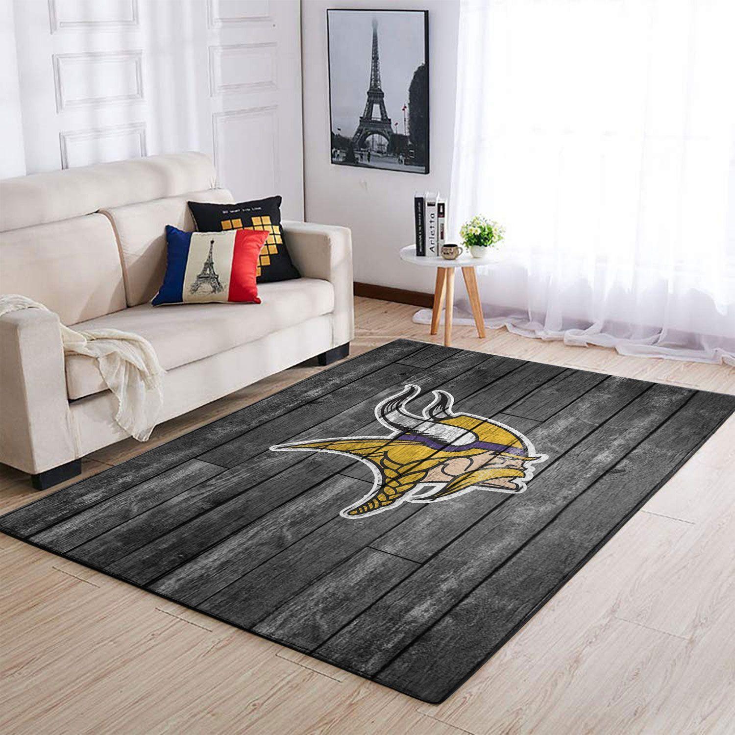 Minnesota Vikings Nfl Living Room Carpet Wooden Home Rug Regtangle Carpet