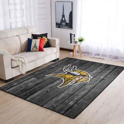 Minnesota Vikings Nfl Living Room Carpet Wooden Home Rug Regtangle Carpet