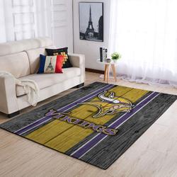 Minnesota Vikings Nfl Living Room Carpet Wooden Style Home Rug Regtangle Carpet