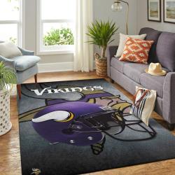 Minnesota Vikings Nfl Team Helmet Living Room Sports Rug Regtangle Carpet
