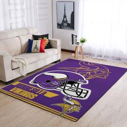 Minnesota Vikings Nfl Helmet Rectangle Living Room Carpet Rug Regtangle Carpet