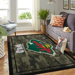Minnesota Wild Nhl Area Rugs Camo Style Living Room Carpet Regtangle Carpet