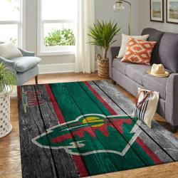 Minnesota Wild Nhl Rugs Wooden Style Living Room Carpet Sports Regtangle Carpet