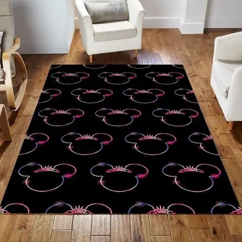 Minnie Mouse Black And Colorful Movie Area Rug Living Room Area Rug Home
