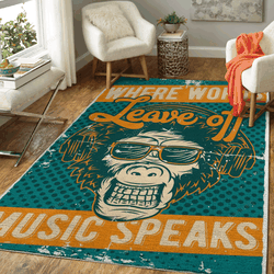 Monkey Music Lover Cartoon Art For Fans Area Rug Living Room Carpet Rug Regtangle Carpet Floor Decor Home Decor