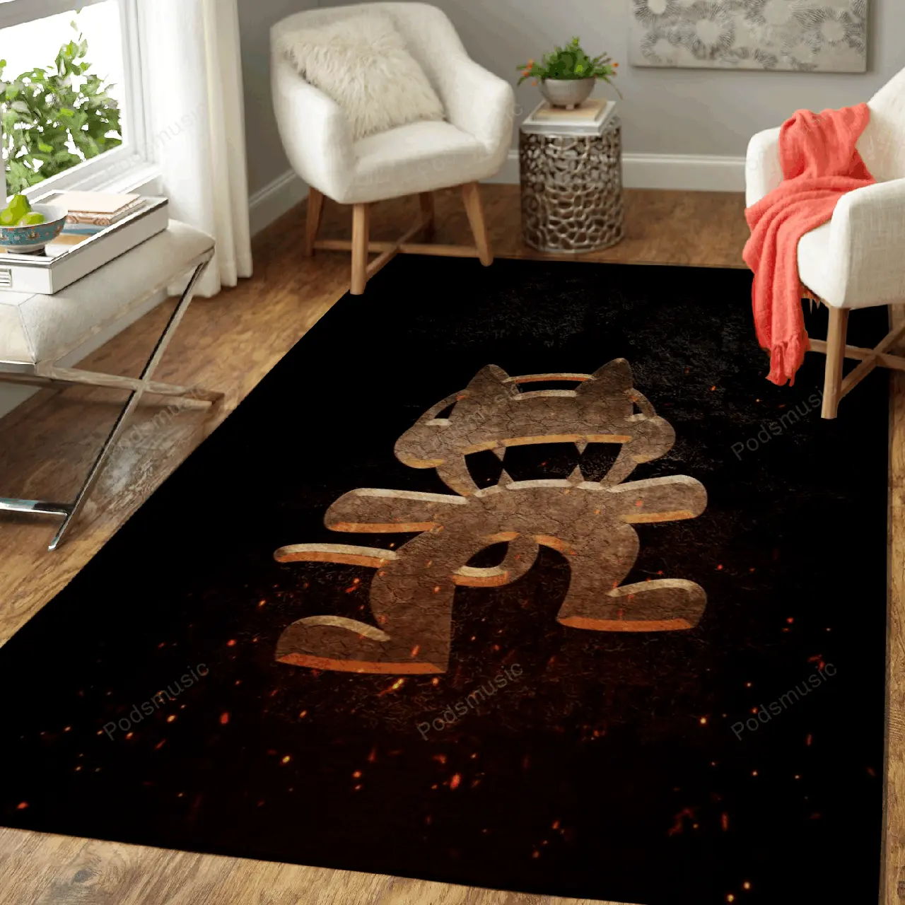 Monster Cat Music Symbols Art For Fans Area Rug Living Room Carpet Rug Regtangle Carpet Floor Decor Home Decor