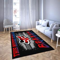 Motorcycle Honda Area Rug This House Runs On Braap Living Room Carpet Black & Red Rug Regtangle Carpet Floor Decor Home Decor
