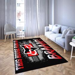 Motorcycle Kawasaki Area Rug This House Runs On Braap Living Room Carpet Black & Red Rug Regtangle Carpet Floor Decor Home Decor