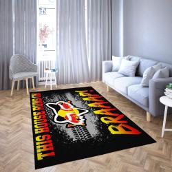 Motorcycle Red Bull Area Rug Red & Yellow This House Runs On Braap Living Room Carpet Rug Regtangle Carpet Floor Decor Home Decor