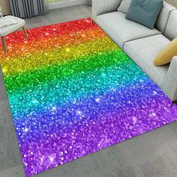 Multicolored Rainbow Glitter Dhc04100108Mdr Rug Living Room Rug Home Decor