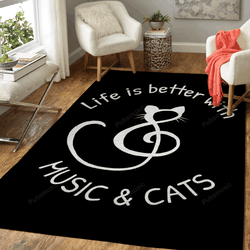 Music And Cat Cats And Music Art For Fans Area Rug Living Room Carpet Rug Regtangle Carpet Floor Decor Home Decor