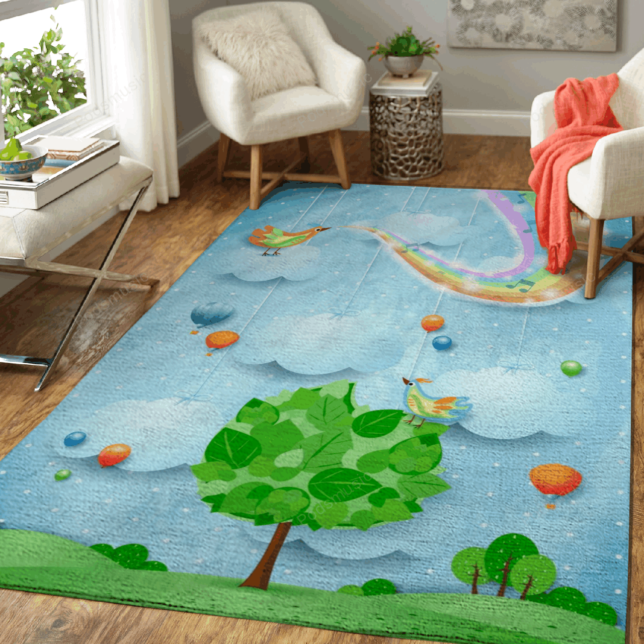 Music And Tree Surreal And Fantasy Art For Fans Area Rug Living Room Carpet Rug Regtangle Carpet Floor Decor Home Decor