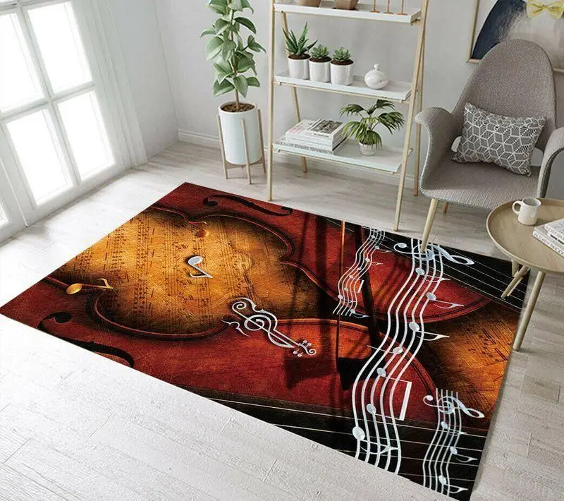 Music And Violin Rectangle Rug 5 Tl Area Rug Living Room Carpet Rug Regtangle Carpet Floor Decor Home Decor