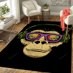 Music Headphones Monkey Animal Love Art For Fans Area Rug Living Room Carpet Rug Regtangle Carpet Floor Decor Home Decor