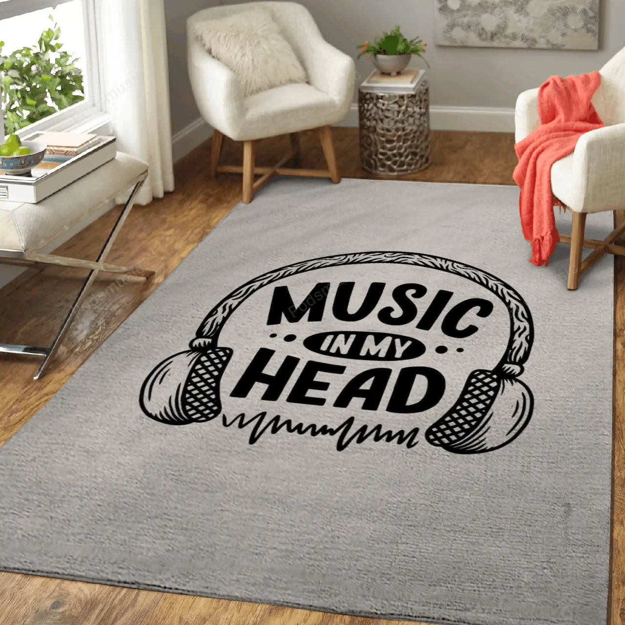 Music In My Head Music Art For Fans Area Rug Living Room Carpet Rug Regtangle Carpet Floor Decor Home Decor
