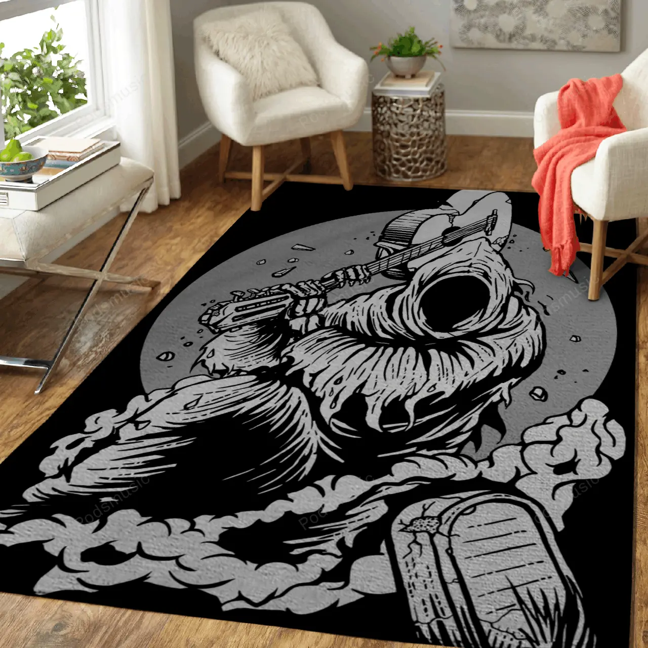 Music Is Dead Fantasy Art For Fans Area Rug Living Room Carpet Rug Regtangle Carpet Floor Decor Home Decor