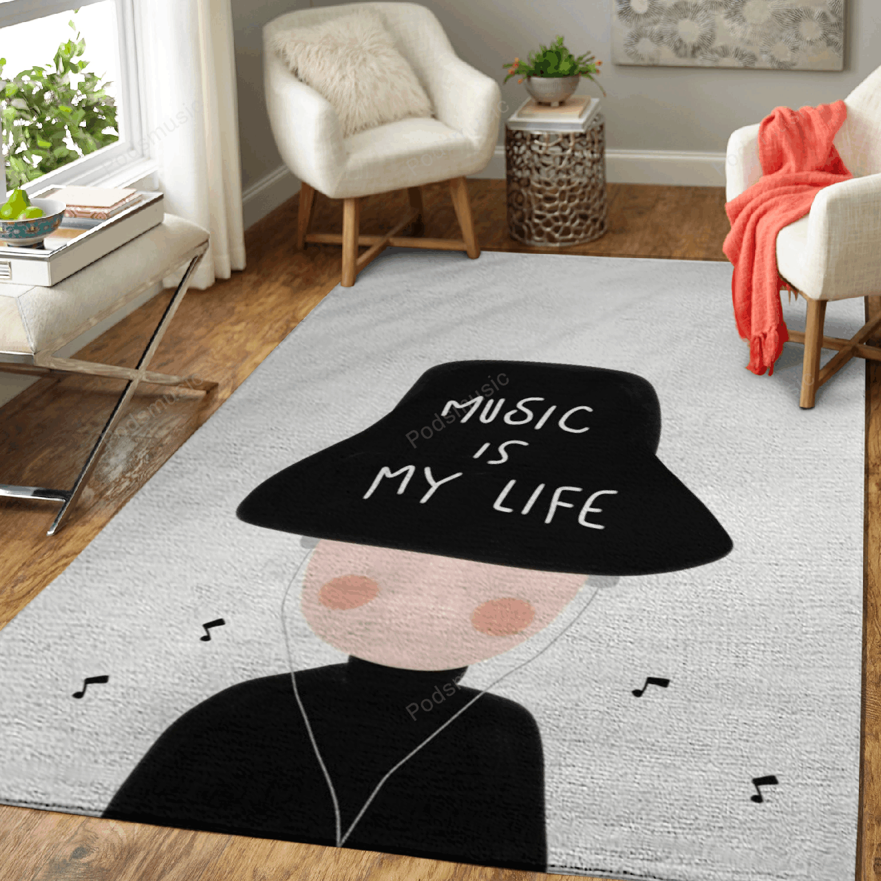 Music Is My Life Man People Character Cartoon Art For Fans Area Rug Living Room Carpet Rug Regtangle Carpet Floor Decor Home Decor