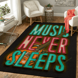 Music Never Sleeps Neon Art For Fans Area Rug Living Room Carpet Rug Regtangle Carpet Floor Decor Home Decor