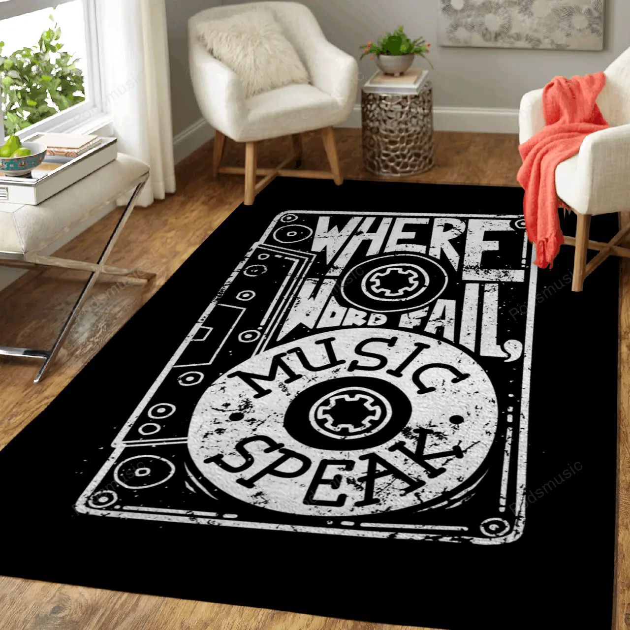 Music Speak Typography Typography Art For Fans Area Rug Living Room Carpet Rug Regtangle Carpet Floor Decor Home Decor