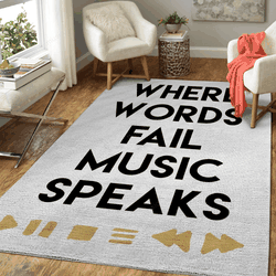 Music Speaks Typography Art For Fans Area Rug Living Room Carpet Rug Regtangle Carpet Floor Decor Home Decor