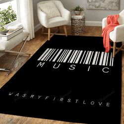Music Was My First Love Barcode Art For Fans Area Rug Living Room Carpet Rug Regtangle Carpet Floor Decor Home Decor
