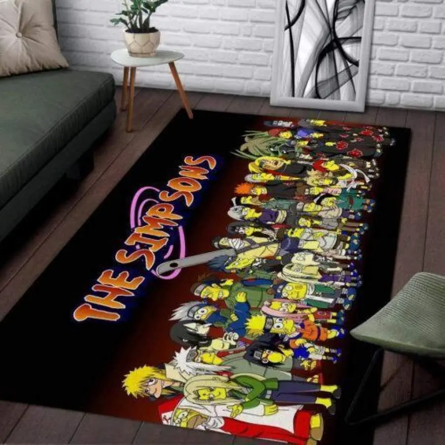 Naruto As The Simpsons Area Rug Living Room Rug Home Decor Anime Manga Ofd 03111