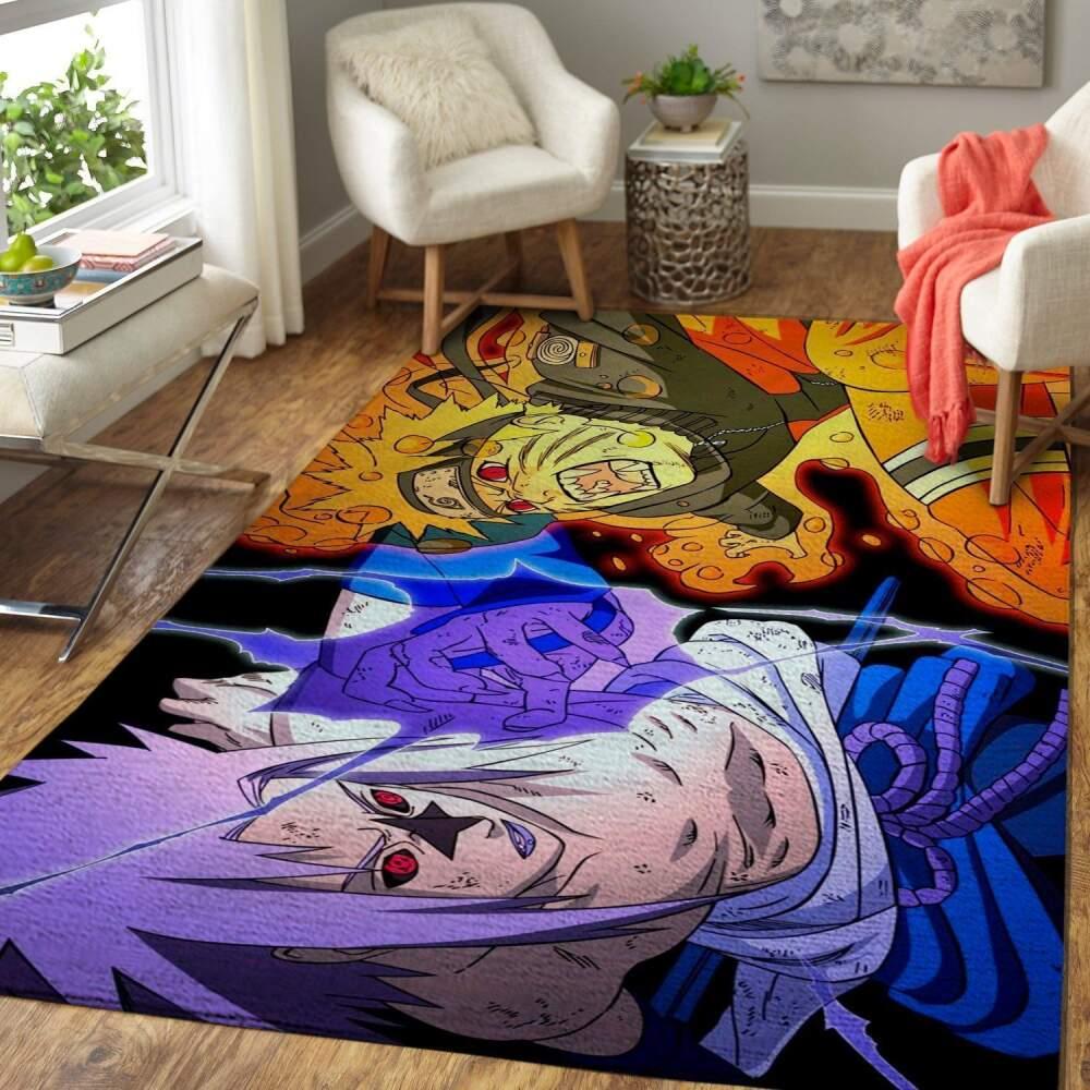 Naruto Vs Sasuke Area Rug Manga Anime Rug Regtangle Carpet Floor Decor Home Decor V11315