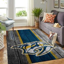 Nashville Predators Nhl Grey Rugs Wooden Style Living Room Regtangle Carpet