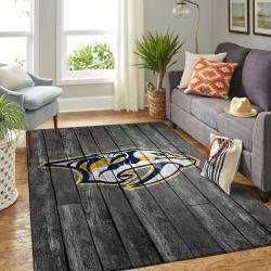 Nashville Predators Nhl Grey Rugs Wooden Style Living Room Regtangle Carpet