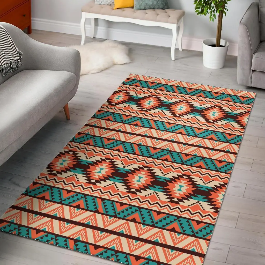 Native American Navajo Indians Aztec Tribal Print Area Rug Living Room Rug Home Decor