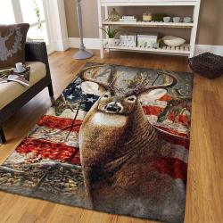 USA Flag Deer Dhcld3009 Rug Living Room Rug Home Decor
