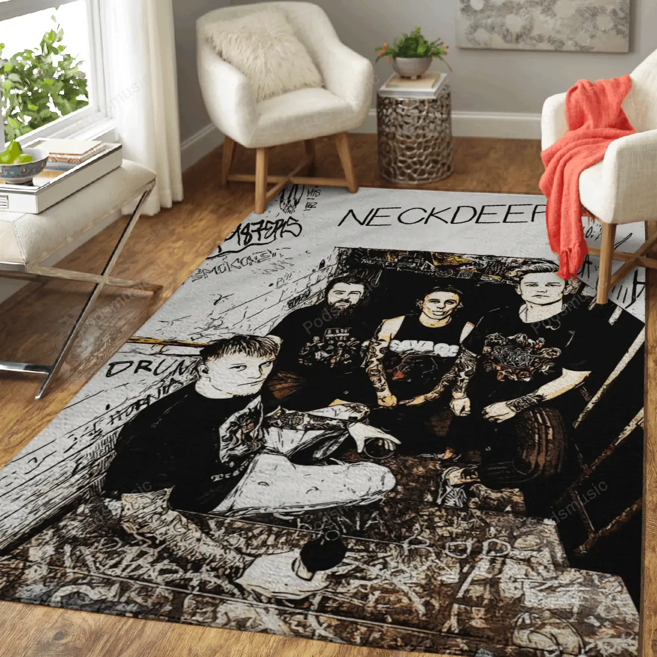 Neckdeep Music Art For Fans Area Rug Living Room Carpet Rug Regtangle Carpet Floor Decor Home Decor