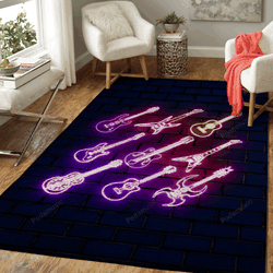 Neon Guitars Music Art For Fans Area Rug Living Room Carpet Rug Regtangle Carpet Floor Decor Home Decor