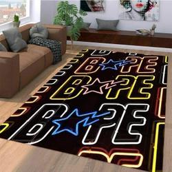 Neon Light Bape Area Rug Hypebeast Fashion Brand Living Room Carpet Rug Regtangle Carpet Floor Decor Home Decor