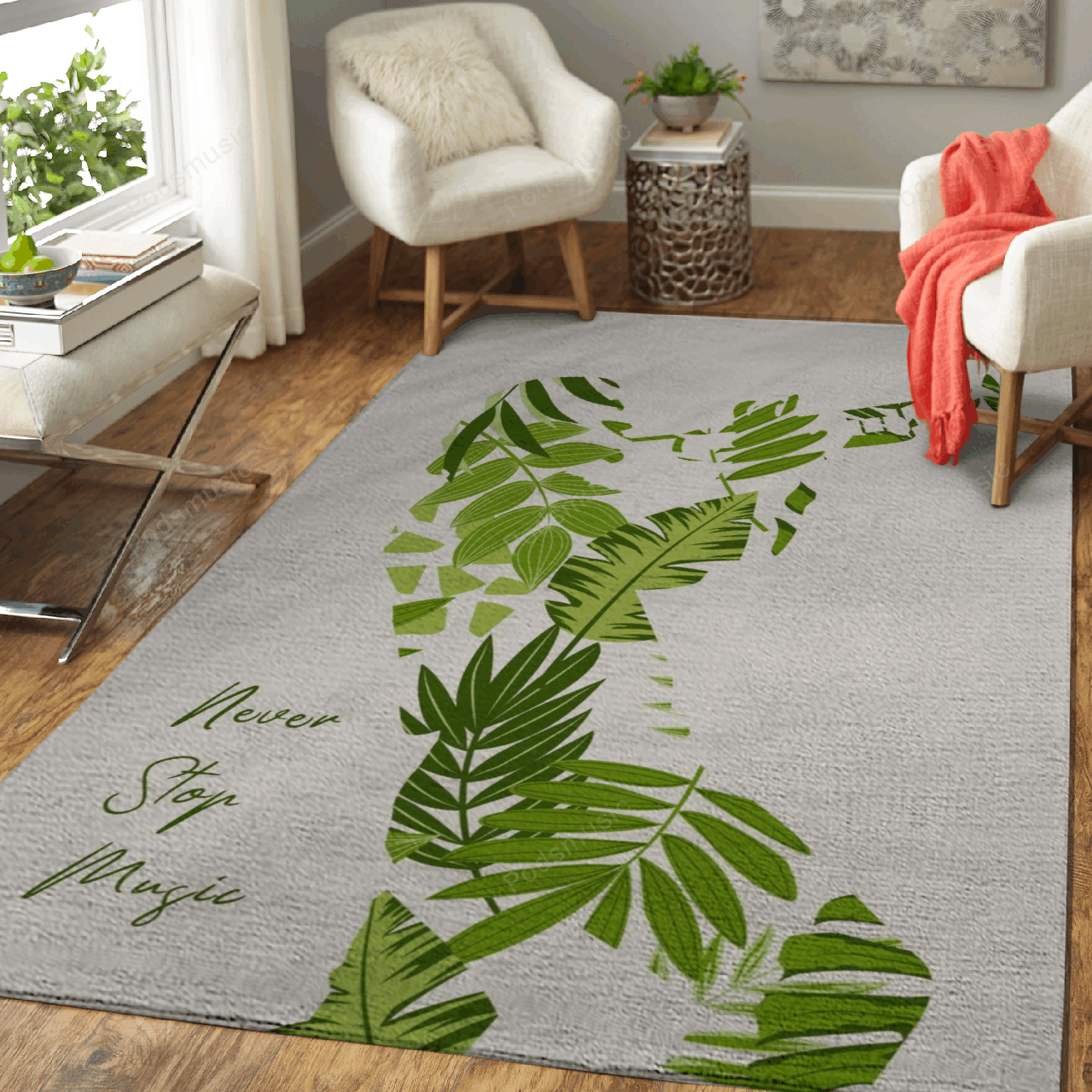 Never Stop Music Floral Music Art For Fans Area Rug Living Room Carpet Rug Regtangle Carpet Floor Decor Home Decor