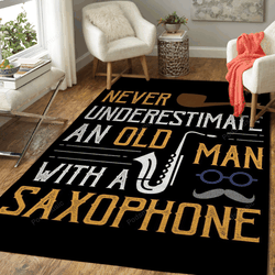 Never Underestimate An Old Music Art For Fans Area Rug Living Room Carpet Rug Regtangle Carpet Floor Decor Home Decor