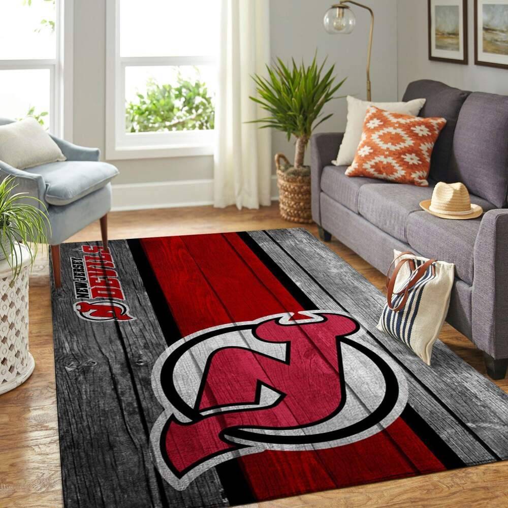 New Jersey Devils Nhl Rugs Wooden Style Living Room Regtangle Carpet