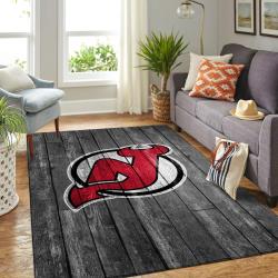 New Jersey Devils Nhl Grey Area Rugs Wooden Style Living Room Regtangle Carpet